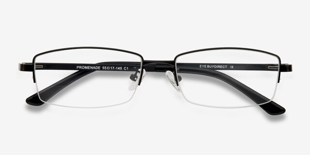 Promenade Black MetalEyeglass Frames from EyeBuyDirect, Closed View