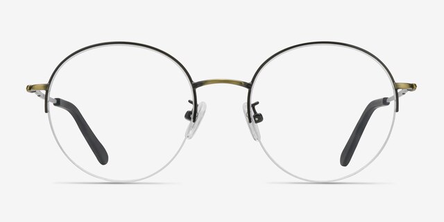 Albee Black Bronze MetalEyeglass Frames from EyeBuyDirect, Front View