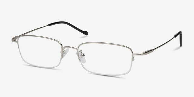 Strasse Silver MetalEyeglass Frames from EyeBuyDirect, Angle View