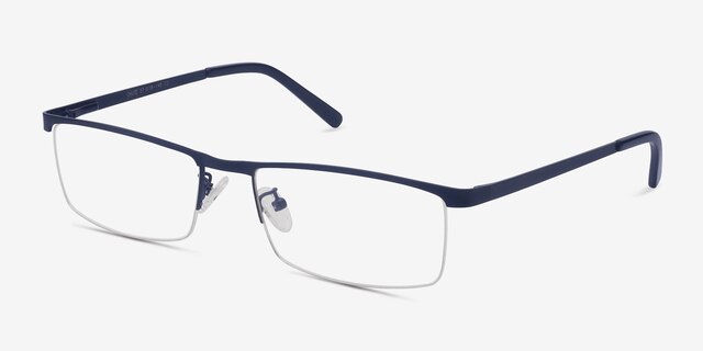 Chute Navy MetalEyeglass Frames from EyeBuyDirect, Angle View
