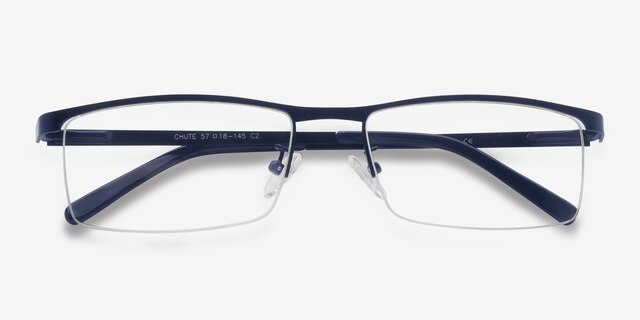 Chute Navy MetalEyeglass Frames from EyeBuyDirect, Closed View