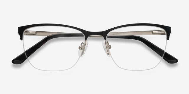 Lille Noir MétalMontures de lunettes de vue d'EyeBuyDirect, Vue Rapprochée