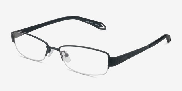 Kelly Matte Black MetalEyeglass Frames from EyeBuyDirect, Angle View