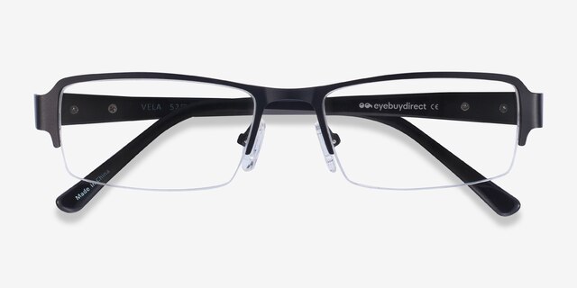 Vela Noir MétalMontures de lunettes de vue d'EyeBuyDirect, Vue Rapprochée