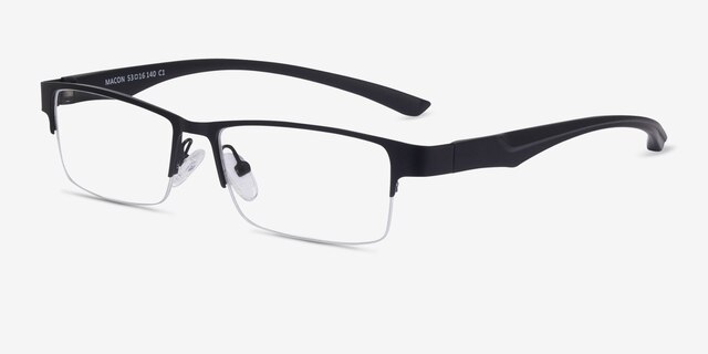 Macon Noir MétalMontures de lunettes de vue d'EyeBuyDirect, Vue d'Angle