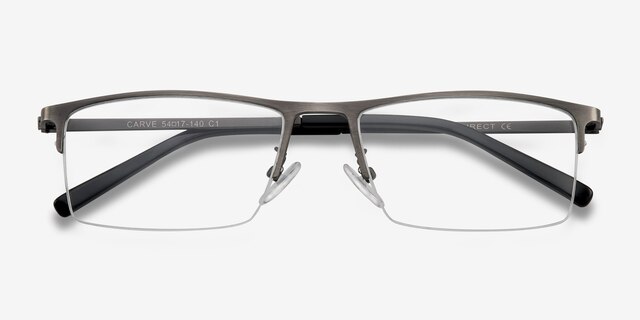 Carve Gunmetal MétalMontures de lunettes de vue d'EyeBuyDirect, Vue Rapprochée