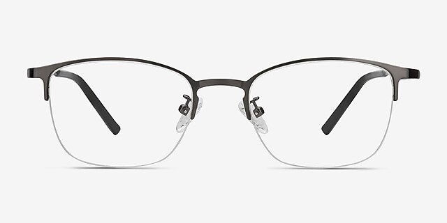 Scaffold Gunmetal MetalEyeglass Frames from EyeBuyDirect, Front View