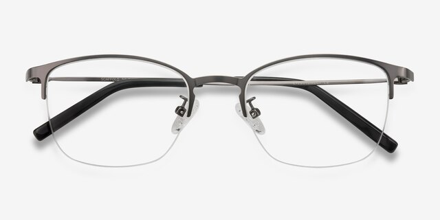 Scaffold Gunmetal MetalEyeglass Frames from EyeBuyDirect, Closed View