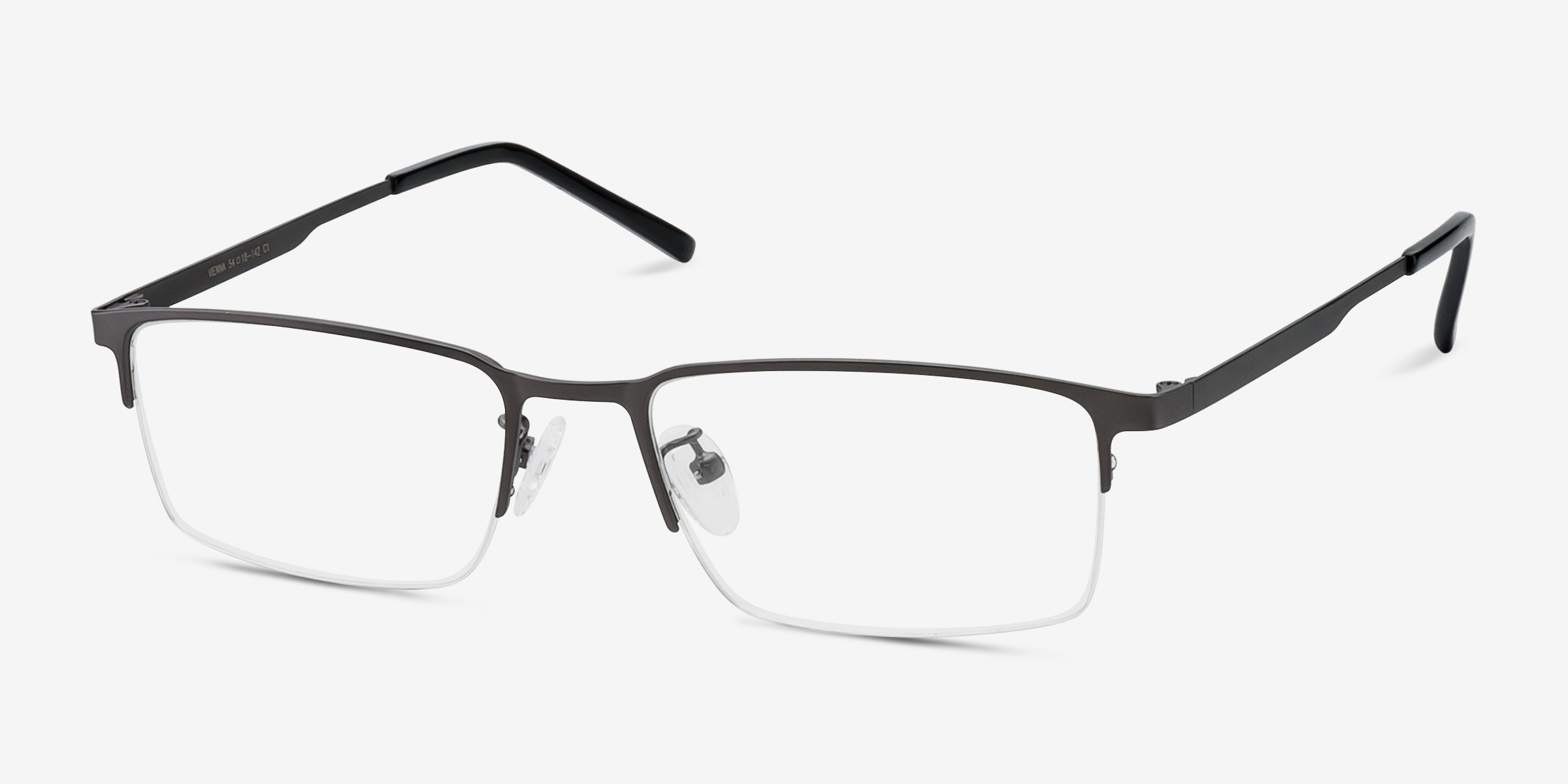 Vienna Rectangle Gray Semi Rimless Eyeglasses Eyebuydirect