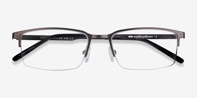 Vienna Gray MetalEyeglass Frames from EyeBuyDirect, Closed View