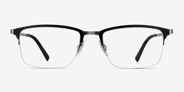 Logic Matte Black MetalEyeglass Frames from EyeBuyDirect, Front View