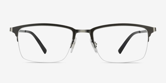 Logic Matte Gray MetalEyeglass Frames from EyeBuyDirect, Front View