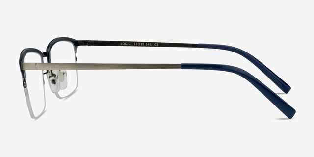 Logic Matte Blue MetalEyeglass Frames from EyeBuyDirect, Side View