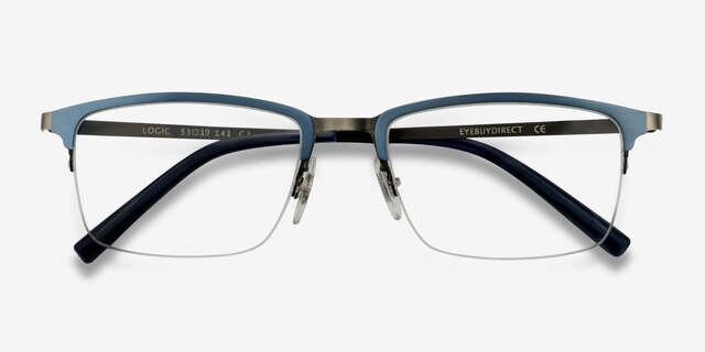 Logic Matte Blue MetalEyeglass Frames from EyeBuyDirect, Closed View