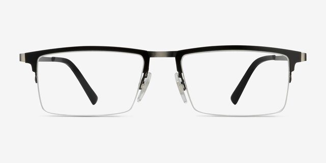 Vector Black MetalEyeglass Frames from EyeBuyDirect, Front View