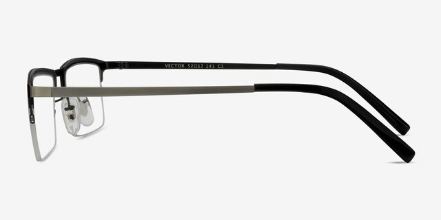Vector Black MetalEyeglass Frames from EyeBuyDirect, Side View