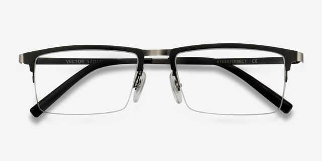 Vector Black MetalEyeglass Frames from EyeBuyDirect, Closed View