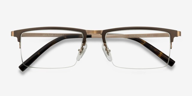 Vector Brun MétalMontures de lunettes de vue d'EyeBuyDirect, Vue Rapprochée