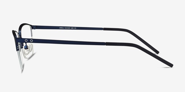 Argil Matte Navy MetalEyeglass Frames from EyeBuyDirect, Side View