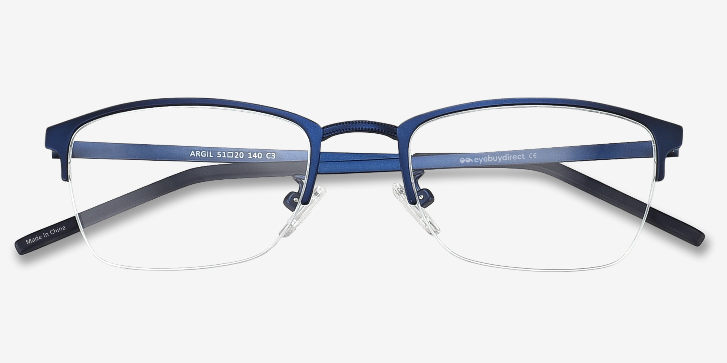 Argil Rectangle Matte Navy Semi Rimless Eyeglasses | Eyebuydirect