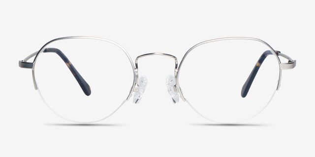 Kalpana Silver MetalEyeglass Frames from EyeBuyDirect, Front View