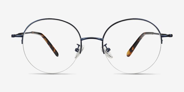 Albee Blue MetalEyeglass Frames from EyeBuyDirect, Front View