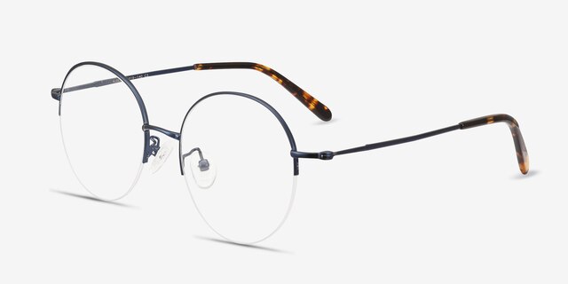 Albee Blue MetalEyeglass Frames from EyeBuyDirect, Angle View