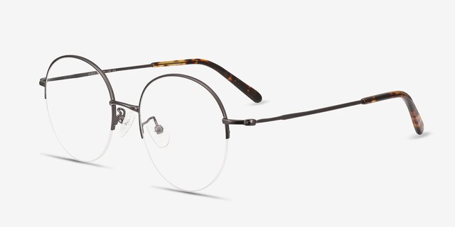 Albee Gunmetal MétalMontures de lunettes de vue d'EyeBuyDirect, Vue d'Angle