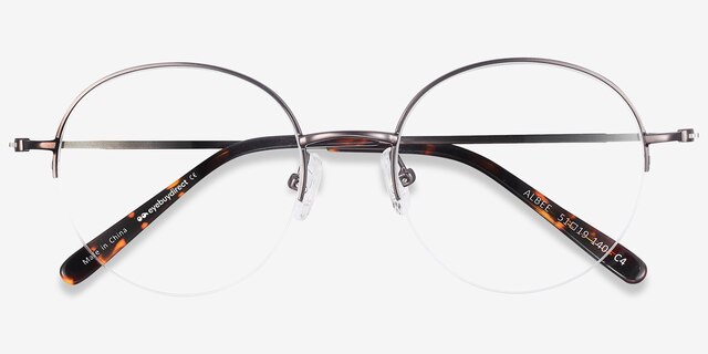 Albee Gunmetal MétalMontures de lunettes de vue d'EyeBuyDirect, Vue Rapprochée