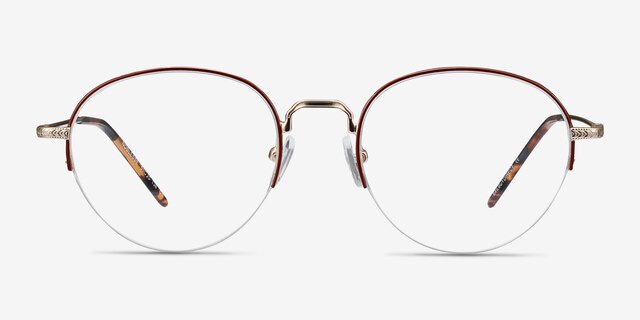Noblesse Red MetalEyeglass Frames from EyeBuyDirect, Front View