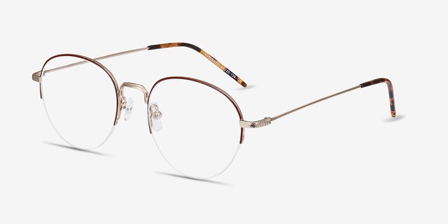 Noblesse Red MetalEyeglass Frames from EyeBuyDirect, Angle View