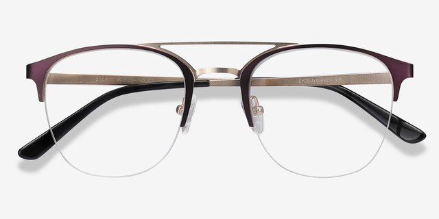 Society Purple MetalEyeglass Frames from EyeBuyDirect, Closed View