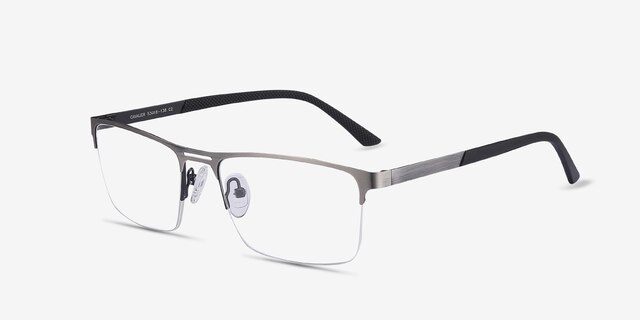 Cavalier Gunmetal MetalEyeglass Frames from EyeBuyDirect, Angle View
