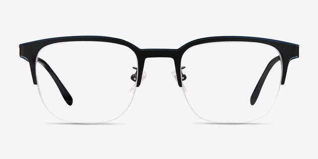 Fathom Blue Black MetalEyeglass Frames from EyeBuyDirect, Front View