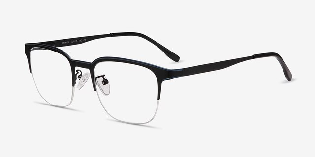 Fathom Blue Black MetalEyeglass Frames from EyeBuyDirect, Angle View