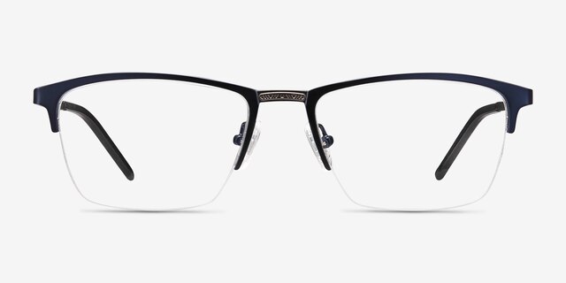 Osmosis Blue MetalEyeglass Frames from EyeBuyDirect, Front View