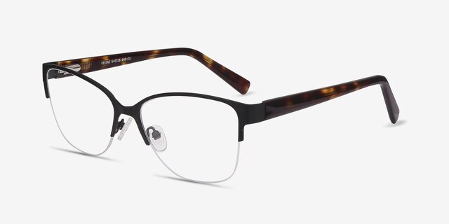 Feline Black Acetate-metalEyeglass Frames from EyeBuyDirect, Angle View