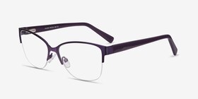 Feline Violet Acetate-metal Montures de lunettes de vue d'EyeBuyDirect, Vue d'Angle