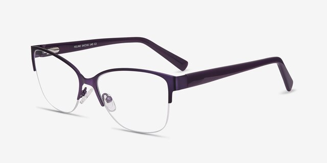 Feline Purple Acetate-metalEyeglass Frames from EyeBuyDirect, Angle View