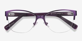 Feline Violet Acetate-metal Montures de lunettes de vue d'EyeBuyDirect, Vue Rapprochée