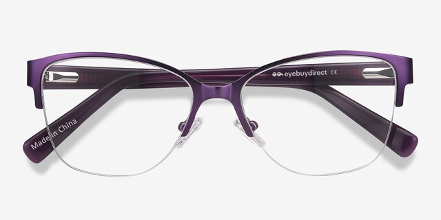 Feline Purple Acetate-metalEyeglass Frames from EyeBuyDirect, Closed View