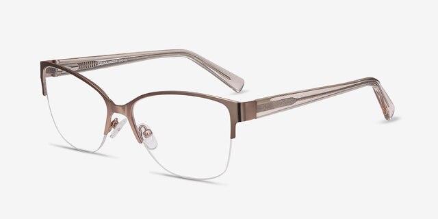 Feline Rose Gold Acetate-metalEyeglass Frames from EyeBuyDirect, Angle View