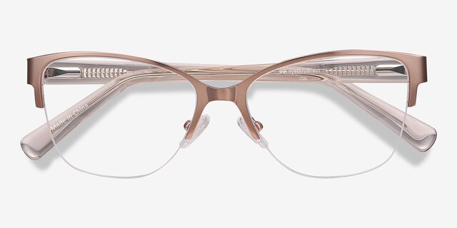 Feline Rose Gold Acetate-metalEyeglass Frames from EyeBuyDirect, Closed View