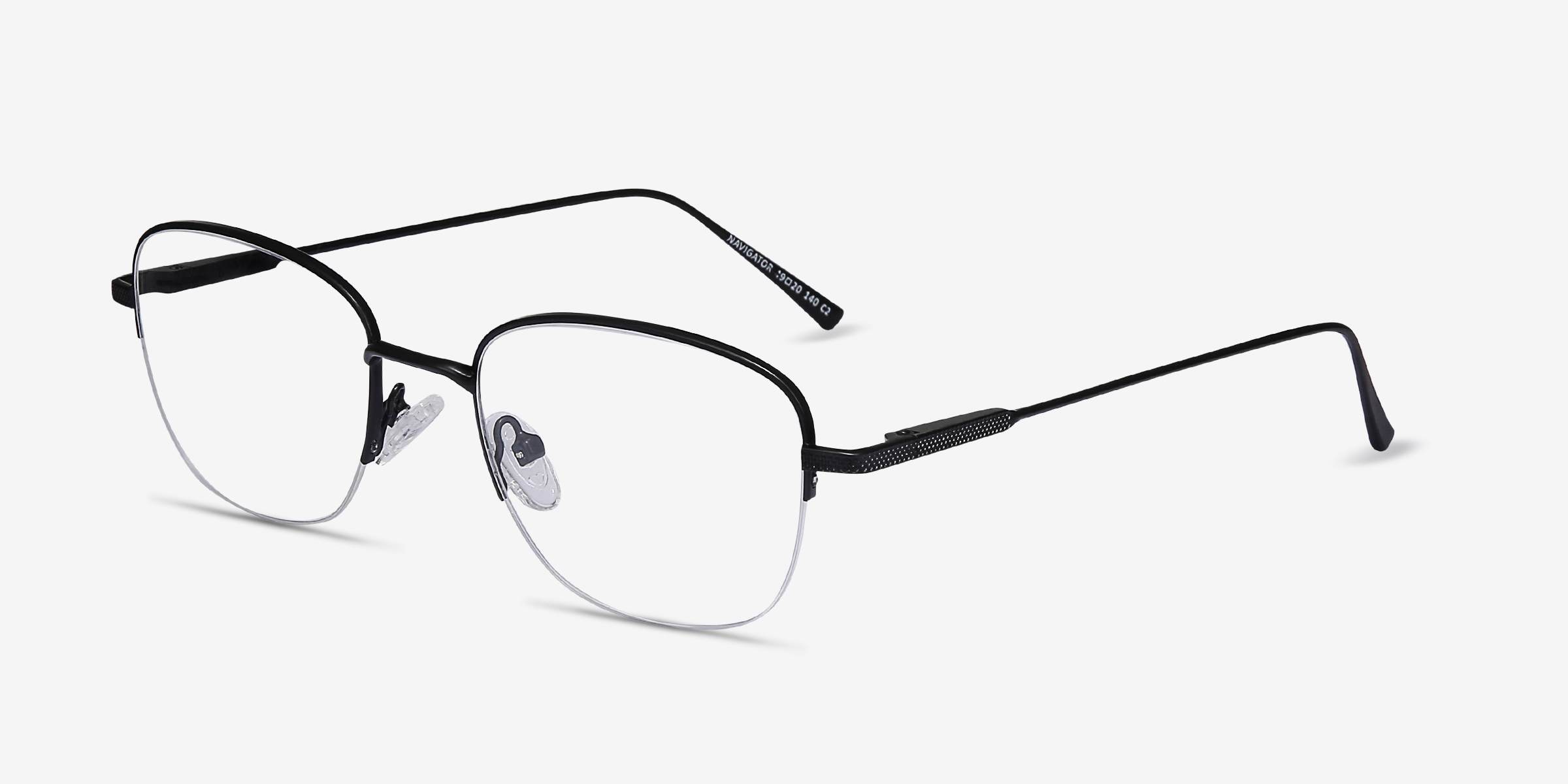 Navigator Rectangle Black Semi Rimless Eyeglasses | Eyebuydirect