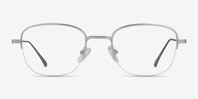 Navigator Silver MetalEyeglass Frames from EyeBuyDirect, Front View