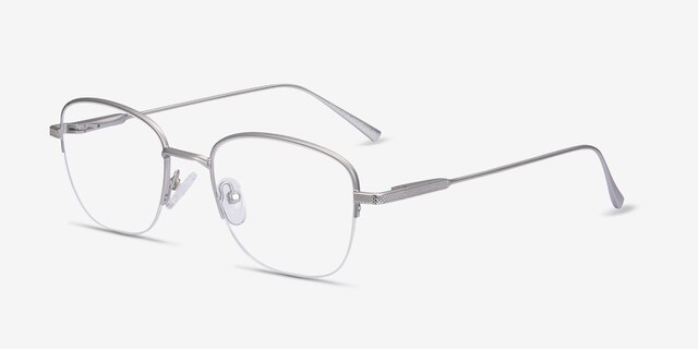 Navigator Silver MetalEyeglass Frames from EyeBuyDirect, Angle View