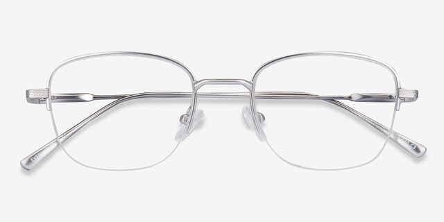 Navigator Silver MetalEyeglass Frames from EyeBuyDirect, Closed View