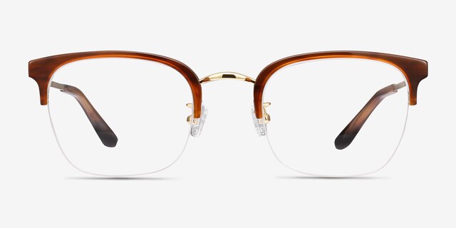 Curie Brown Acetate-metalEyeglass Frames from EyeBuyDirect, Front View