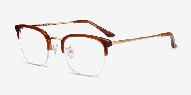 Curie Brown Acetate-metalEyeglass Frames from EyeBuyDirect, Angle View
