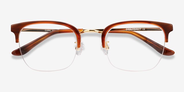 Curie Brown Acetate-metalEyeglass Frames from EyeBuyDirect, Closed View